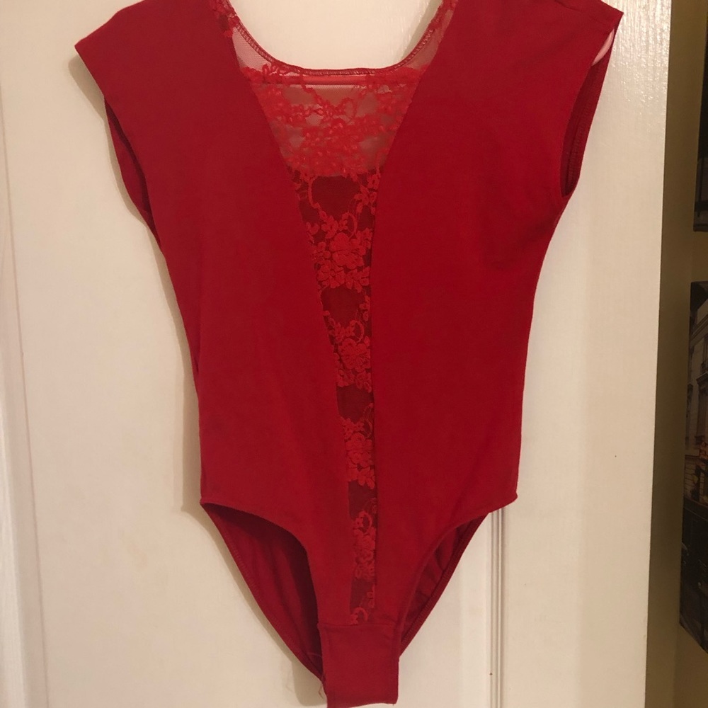 Red American Apparel Bodysuit